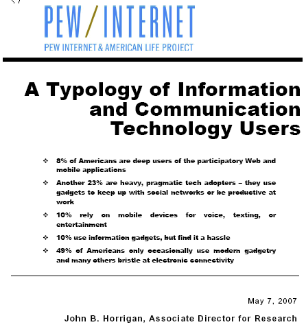 Pew Internet & American Life Project - A Typology of Information and Communication Technology Users