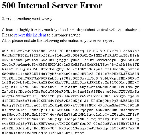 YouTube Internal Server Error - Google