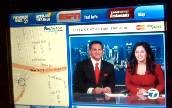 NYC cab TV screen and GPS