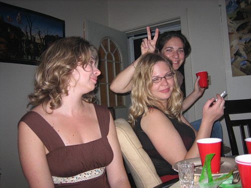 Judit with friends at party