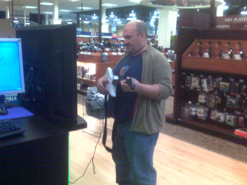 Pep playing Rock Band