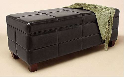 Black Leather Storage Bench for Albert's bedroom