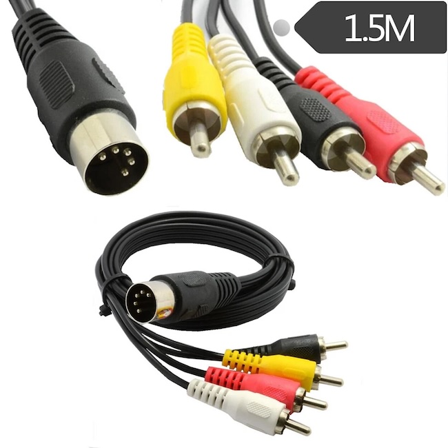 Commodore 64 DIN to RCA cable
