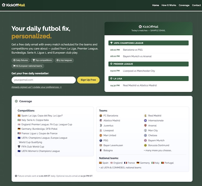 Personalized Daily Soccer Newsletter
