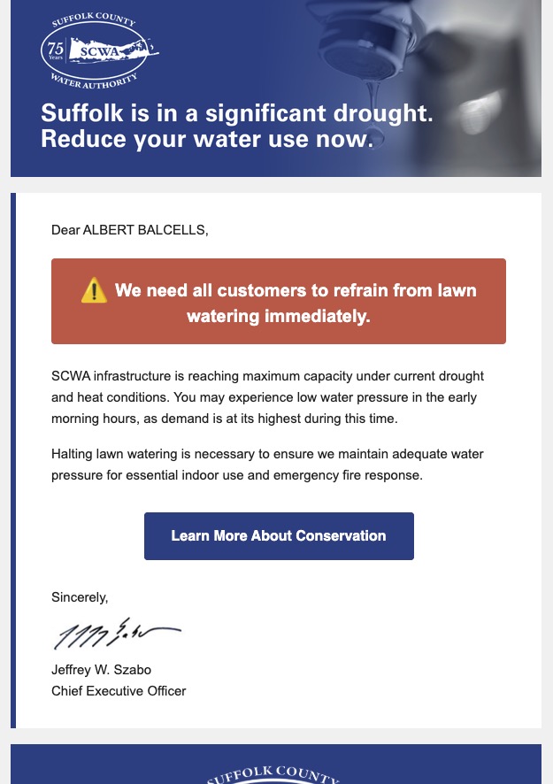 SCWA bans watering lawns