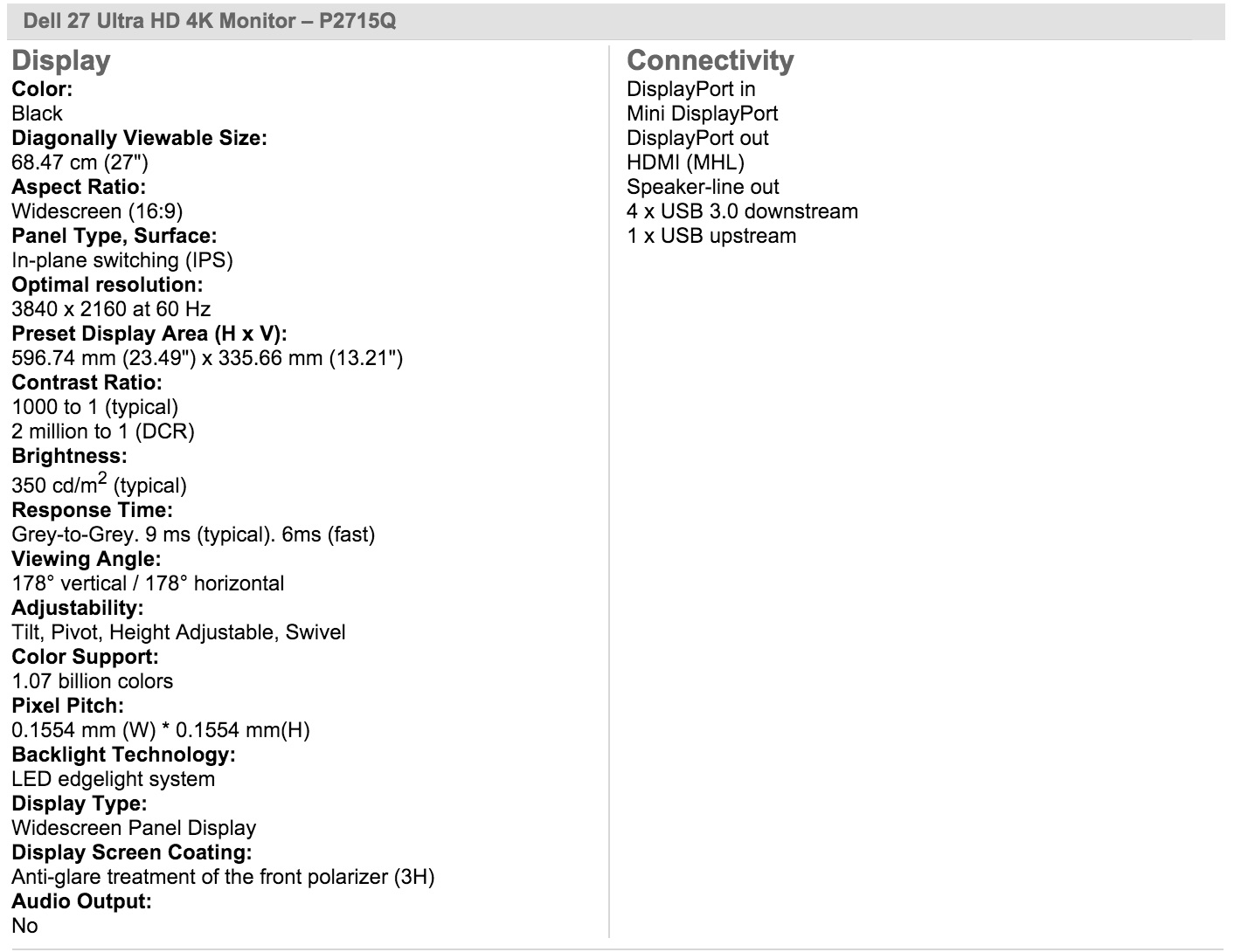 Dell P2715Q Features